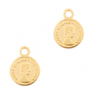 Colgantes metálicos DQ moneda 8mm Dorado (sin níquel)