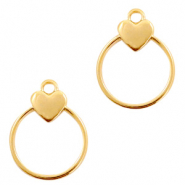 Colgantes metálicos DQ corazón con anilla Dorado (sin níquel)