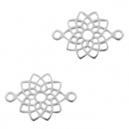 Colgantes metálicos DQ entrepieza mándala Plata vieja (sin níquel)