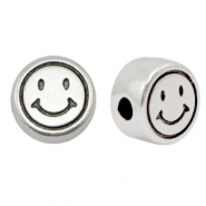 Abalorios met&aacute;licos DQ smiley 7mm Plata vieja (sin n&iacute;quel)