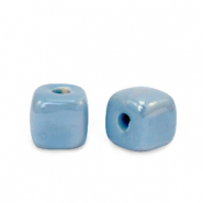 Abalorios de cerámica griega DQ cubo 7mm Azul intenso