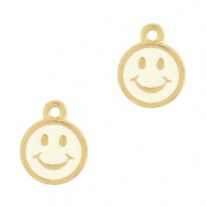 Colgantes met&aacute;licos DQ smiley Dorado-Blanco marfil (sin n&iacute;quel)