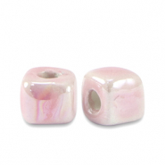 Abalorios de cerámica griega DQ cubo 5mm Rosa blossom