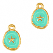 Colgantes met&aacute;licos DQ estrella de mar Dorado-azul veraman (sin n&iacute;quel)