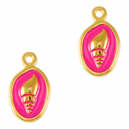 Colgantes met&aacute;licos DQ concha Dorado-rosa fucsia n&eacute;on (sin n&iacute;quel)