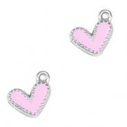 Colgantes metálicos DQ corazón Plata vieja-lila rosa (sin níquel)