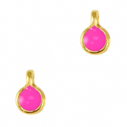 Colgantes metálicos DQ 5mm Dorado-rosa fucsia néon (sin níquel)