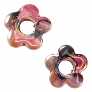 Abalorios de cerámica griega DQ flor Rosa-negro