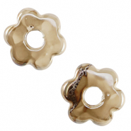 Abalorios de cer&aacute;mica griega DQ flor Greige