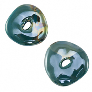 Abalorios de cer&aacute;mica griega DQ dona Azul p&eacute;troleo