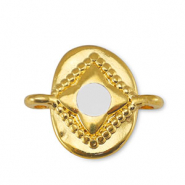 Colgantes metálicos DQ entrepieza óvalo Blancuzco-Dorado (sin níquel)