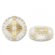 Abalorios acr&iacute;licos redondos con cuadrado Transparente-dorado