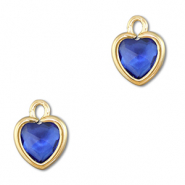 Colgantes de cristal corazón Azul oscuro-dorado