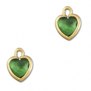 Colgantes de cristal corazón Verde-dorado