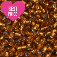 Rocalla cristal 8/0 (3mm) Marr&oacute;n cobrizocon revestimiento plateado