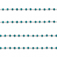 Fornituras Acero Inox cadena jasseron redondos Plata-azul turqueza