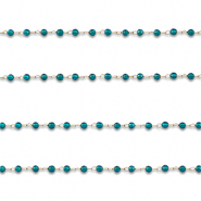 Fornituras Acero Inox cadena jasseron redondos Dorado-azul turqueza