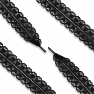 Cord&oacute;n de zapato trendy de encaje con coraz&oacute;n Negro