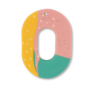 Colgantes de pol&iacute;meros &oacute;valo Verde-rosa-amarillo ocre