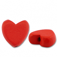 Abalorios de madera coraz&oacute;n Rojo