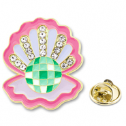 Pins ostra con strass Rosa oscuro-p&uacute;rpura lila-verde