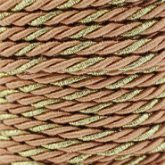Cord&oacute;n trendy espiral 3mm Marr&oacute;n camel-dorado
