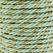 Cord&oacute;n trendy espiral 3mm Verde menta-dorado