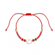 Pulsera tobillera trendy abalorios mixtas Rojo-blanco-dorado