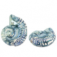 Abalorios de cerámica griega DQ conchas Verde-azul-blanco