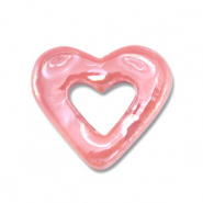 Abalorios de cerámica griega DQ corazón Rosa malva