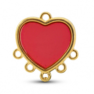 Colgantes met&aacute;licos DQ con 6 ojos Rojo-Dorado (sin n&iacute;quel)