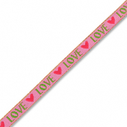 BY31&reg; Cinta con texto lineas "Love" Rosa oscuro-verde-rojo-dorado
