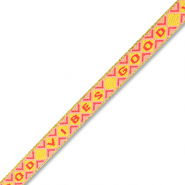 BY31&reg; Cinta con texto lineas "Good vibes" Amarillo-rosa claro-rojo coral-dorado