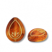 Abalorios acrílicos gota Marrón coñac-dorado