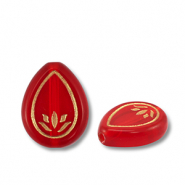 Abalorios acrílicos gota Rojo-dorado