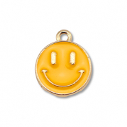 Colgantes met&aacute;licos esmalte smiley Dorado-naranja claro