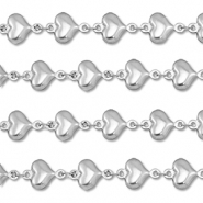 Fornituras Acero Inox cadena jasseron coraz&oacute;n Plateado