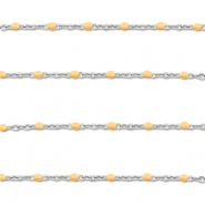 Fornituras Acero Inox cadena jasseron 1mm Plateado-naranja melocot&oacute;n