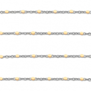 Fornituras Acero Inox cadena jasseron 1mm Plateado-melocot&oacute;n desnudo