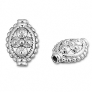 Abalorios Acero Inox &oacute;valo con puntos Plateado