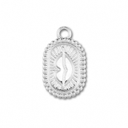 Colgantes Acero Inox &oacute;valo con kiss Plateado