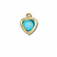 Colgantes Acero Inox corazón Dorado-azul aquamarina