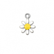 Colgantes Acero Inox flor Plateado-blanco-amarillo