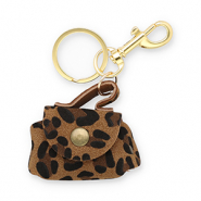 Llavero cartera con estampado leopardo Marrón-negro-dorado