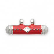 Message bead colgantes Acero Inox Plateado-rojo-transparente