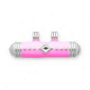 Message bead colgantes Acero Inox Plateado-rosa-transparente