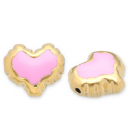 Abalorios Acero Inox corazón Dorado-rosa
