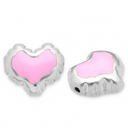 Abalorios Acero Inox corazón Plateado-rosa