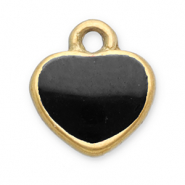 Colgantes Acero Inox coraz&oacute;n Dorado-negro