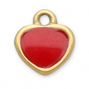Colgantes Acero Inox coraz&oacute;n Dorado-rojo